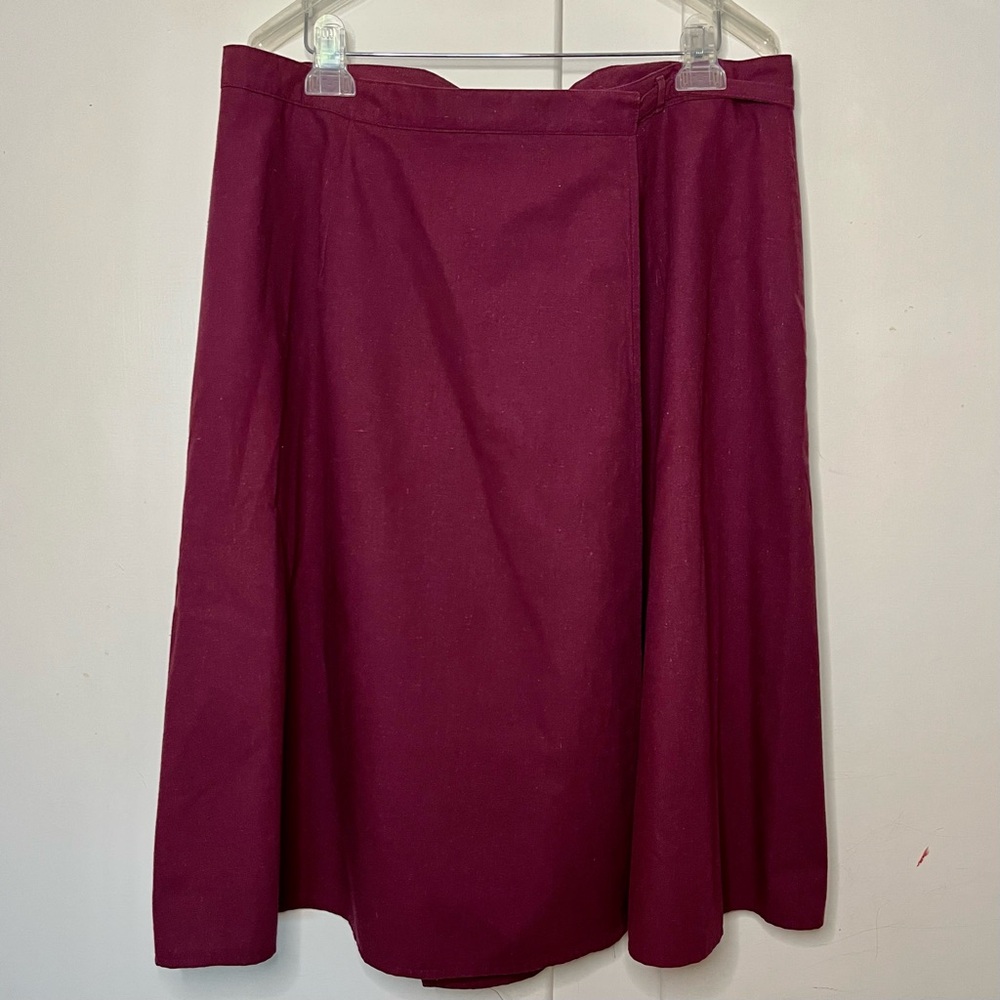 Lady Devon Purple Cotton Poly Blend Wrap Skirt Volup Size 38 Vintage 70s